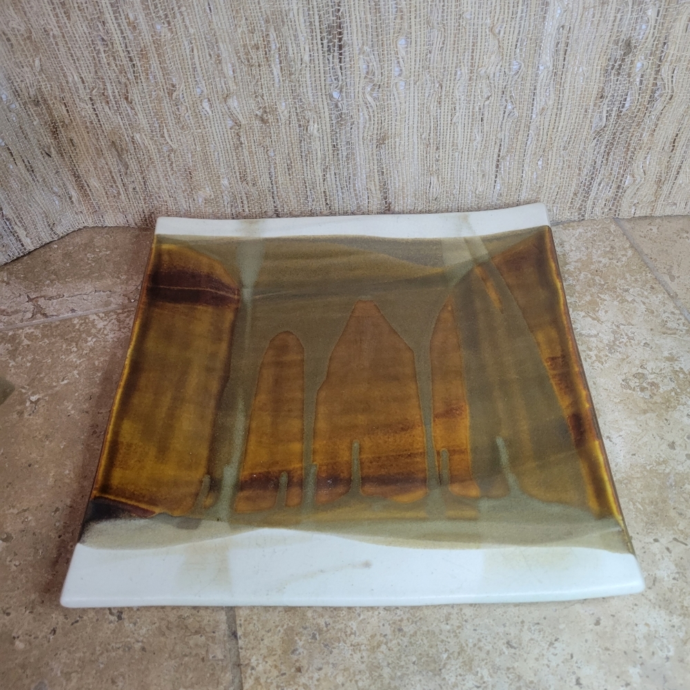 Discontinued Lrg Alex Marshall Studios Art Pottery Stoneware Appetizer Tray